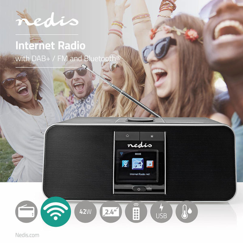 Afbeelding laden in galerijviewer, Nedis RDIN5005BK Internetradio 42 W Dab+ Fm Bluetooth® Afstandsbediening Zwart zilver
