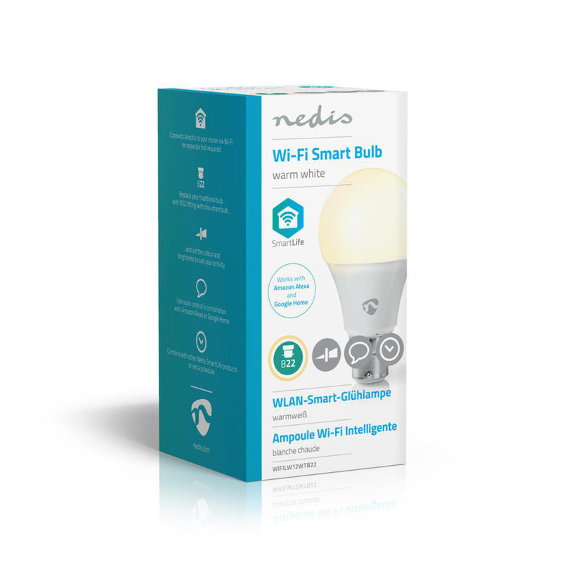 Load image into Gallery viewer, Nedis wifilw12wtb22 smartlife led bulb wi-fi b22 800 lm 9 w warm wit 2700 k energieklasse: a+ android trade; ios a60