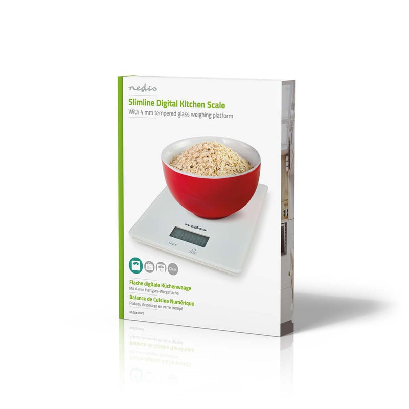 Load image into Gallery viewer, Nedis kasc610wt keukenweegschaal digitaal glas kunststof wit