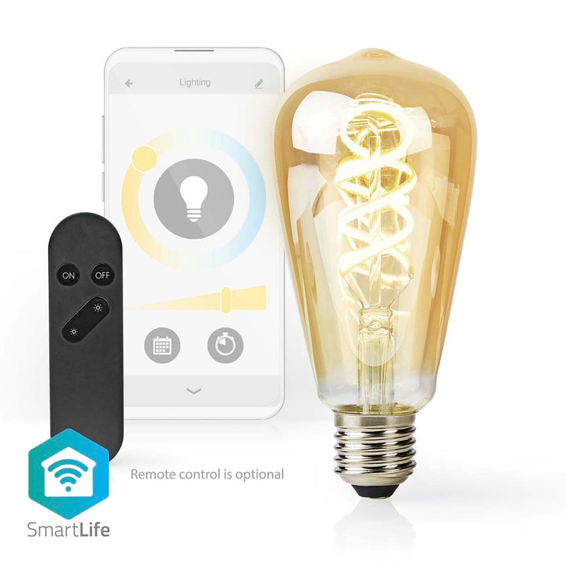 Load image into Gallery viewer, Nedis wifilrt10st64 smartlife led filamentlamp wi-fi e27 360 lm 4.9 w warm to cool white 1800 - 6500 k glas android trade; ios st64
