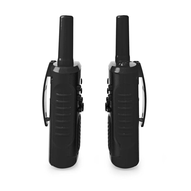 Load image into Gallery viewer, Nedis wltk0610bk walkie talkie set 2 handsets tot 6 km frequentiekanalen: 8 ptt vox tot 3 uur koptelefoonoutput 2 headsets zwart