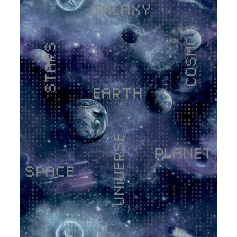 Load image into Gallery viewer, Noordwand Noordwand Behang Good Vibes Galaxy Planets and Text zwart en paars