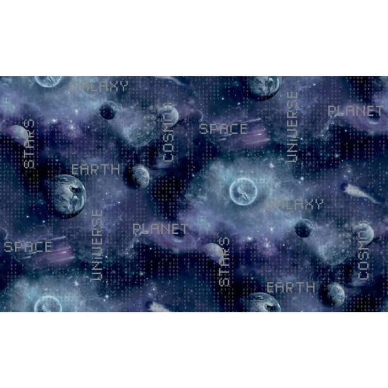 Load image into Gallery viewer, Noordwand Noordwand Behang Good Vibes Galaxy Planets and Text zwart en paars