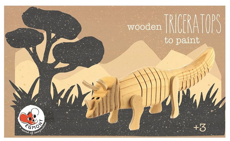 Afbeelding laden in galerijviewer, Houten triceratops om te verven. 22x7x5