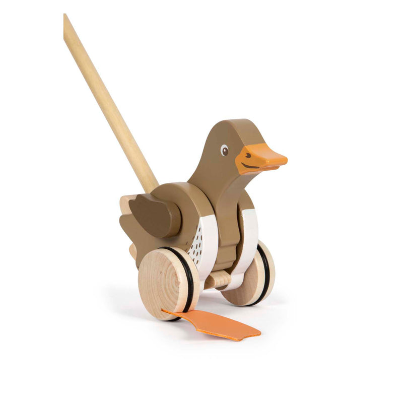 Load image into Gallery viewer, Small foot - houten duwfiguur eend met bewegende kop