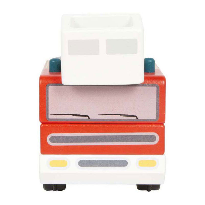 Load image into Gallery viewer, Small foot - houten brandweerwagen met roterende ladder