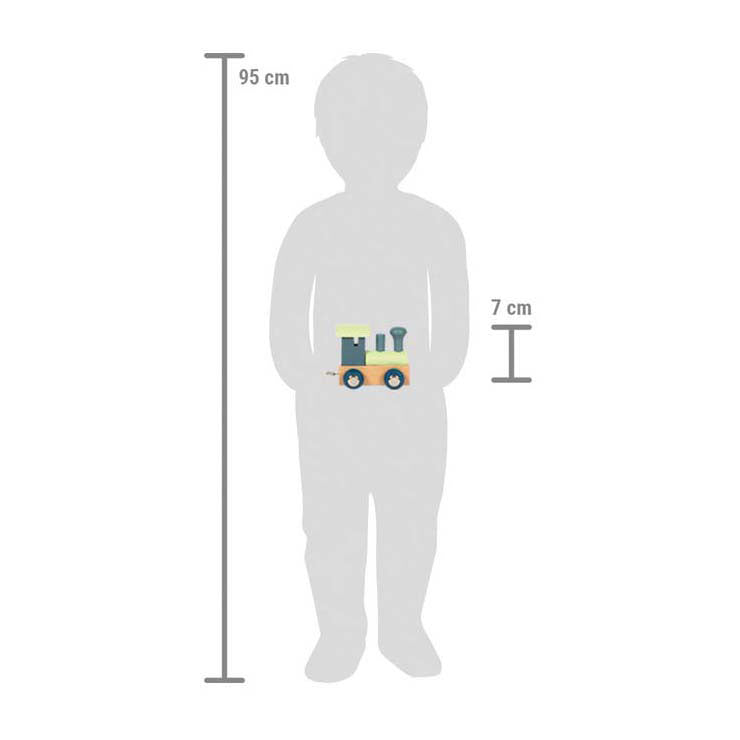 Load image into Gallery viewer, Small foot - houten lettertrein polar - locomotief blauw groen - 12 stuks