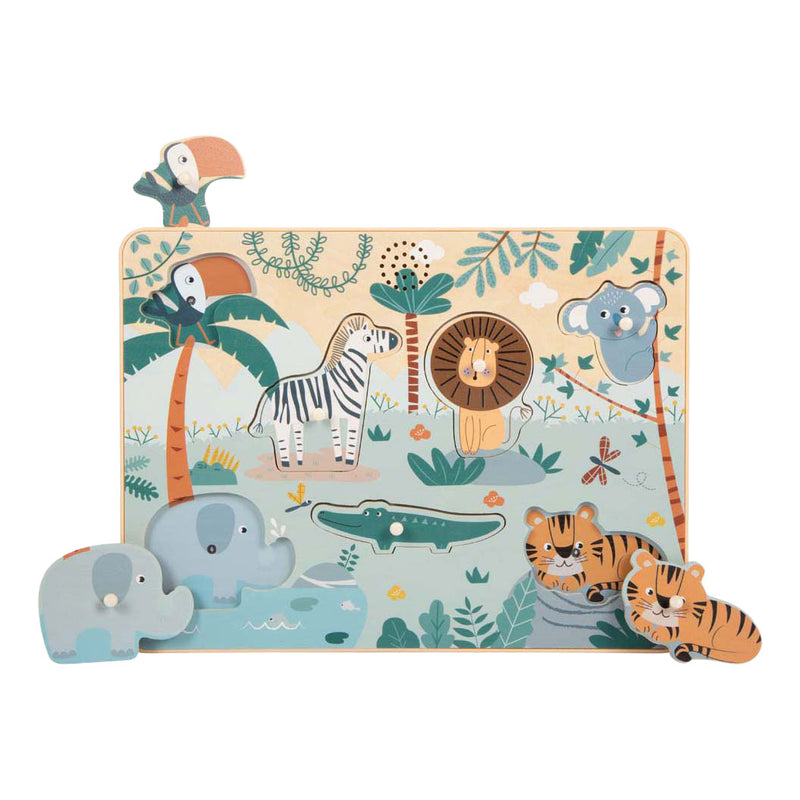 Load image into Gallery viewer, Small foot - houten dierengeluiden puzzel safari