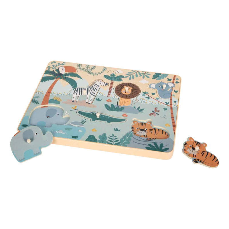 Load image into Gallery viewer, Small foot - houten dierengeluiden puzzel safari