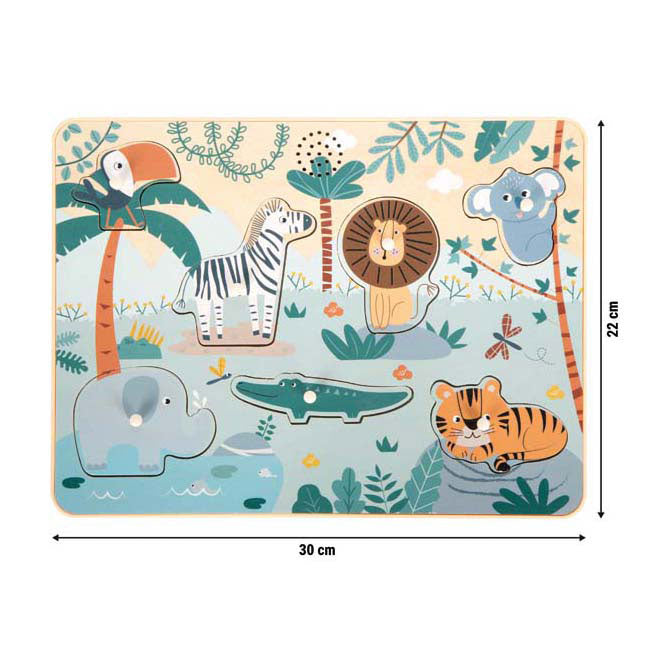 Load image into Gallery viewer, Small foot - houten dierengeluiden puzzel safari