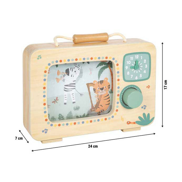 Load image into Gallery viewer, Small foot - houten televisie muziekdoos safari fsc