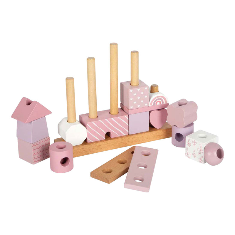 Load image into Gallery viewer, Small foot - houten stapelhuis roze - 18dlg.