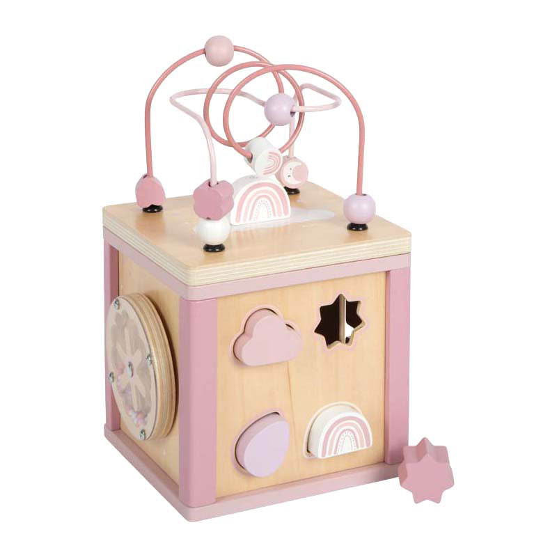 Load image into Gallery viewer, Small foot - houten motor vaardigheden kubus roze