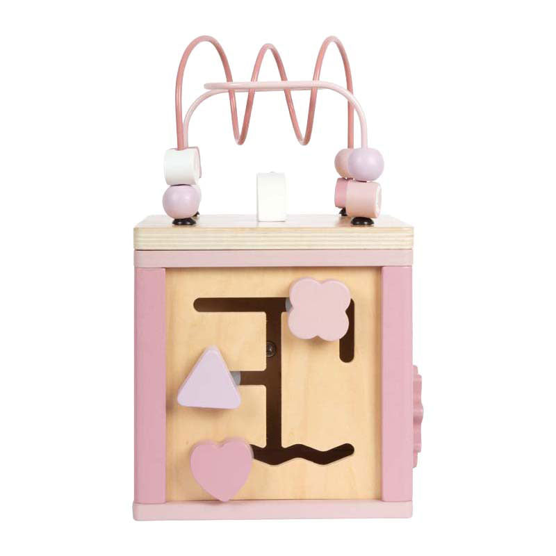 Load image into Gallery viewer, Small foot - houten motor vaardigheden kubus roze