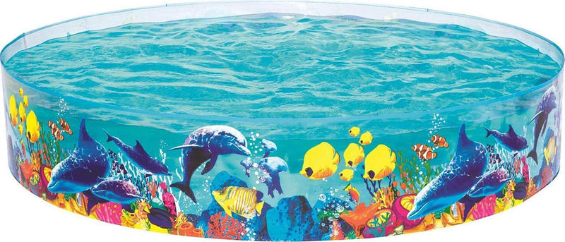 Load image into Gallery viewer, Bestway zwembad 2,44m x 46cm fill 'n fun odyssey snapset transparant met zeeprint. ca. 2000 liter