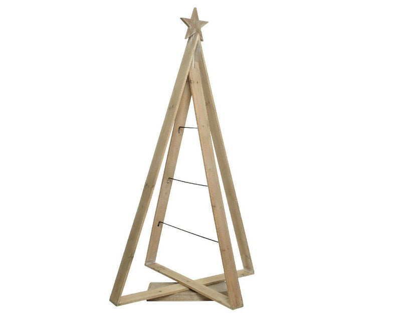 Load image into Gallery viewer, Decoris kerstboom vurenhout met metalen lijnen 114x22x64cm