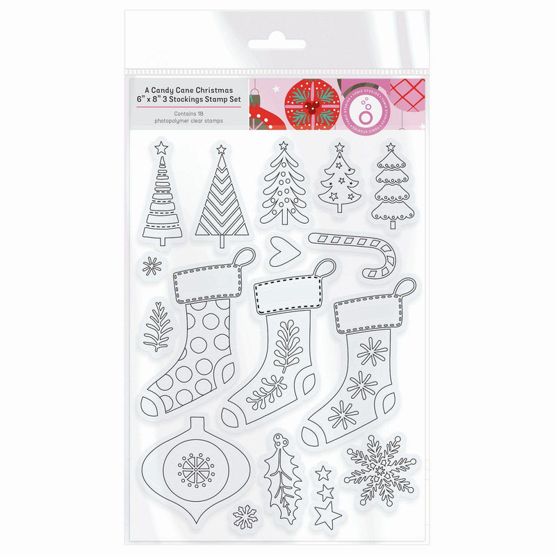 Load image into Gallery viewer, Tonic studios • a candy cane christmas stamp set 3 stockings 18pcs