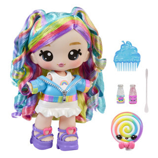 Afbeelding laden in galerijviewer, Yummiland large doll + lipgloss pet rainbow skyler rainbow belt