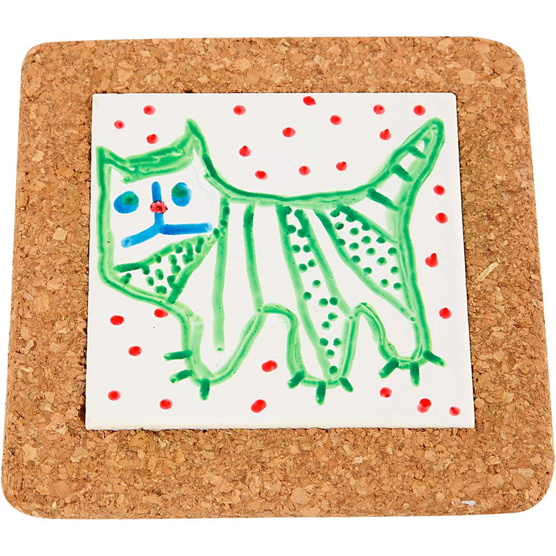 Afbeelding laden in galerijviewer, Https: www.cchobby.nl onderzetter-met-lijst-van-kurk-afm-15-5x15-5x1-cm-wit-10-stuk-1-doos