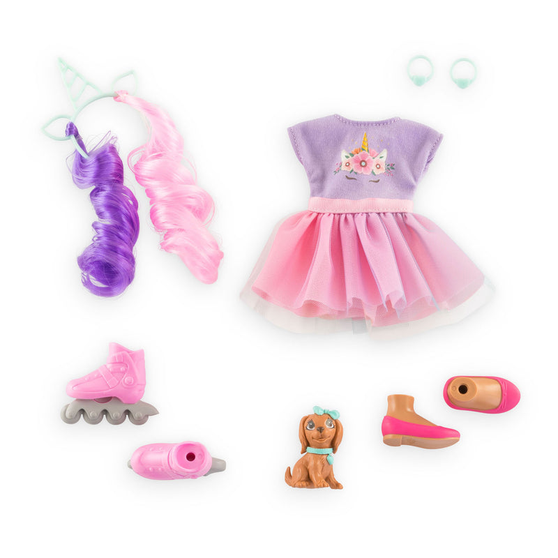 Load image into Gallery viewer, Corolle modepop luna eenhoorn met accessoires en hond - 28 cm.