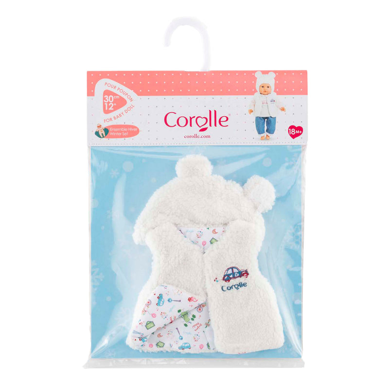 Load image into Gallery viewer, Corolle winterset babypop kleding wit 30cm - poppenoutfit.
