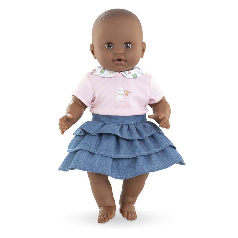 Afbeelding laden in galerijviewer, Corolle rok met ruches en t-shirt voor babypop, 36cm.