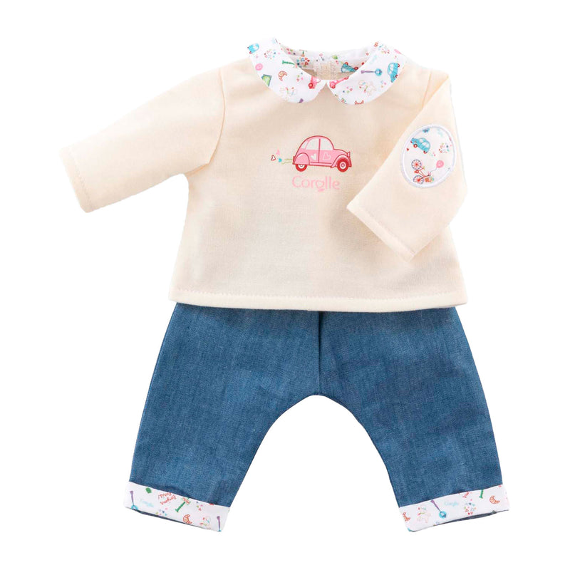 Afbeelding laden in galerijviewer, Corolle t-shirt en spijkerbroek voor babypop, 36cm