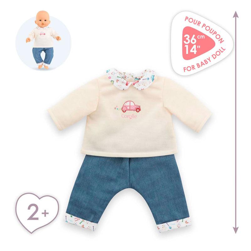 Afbeelding laden in galerijviewer, Corolle t-shirt en spijkerbroek voor babypop, 36cm