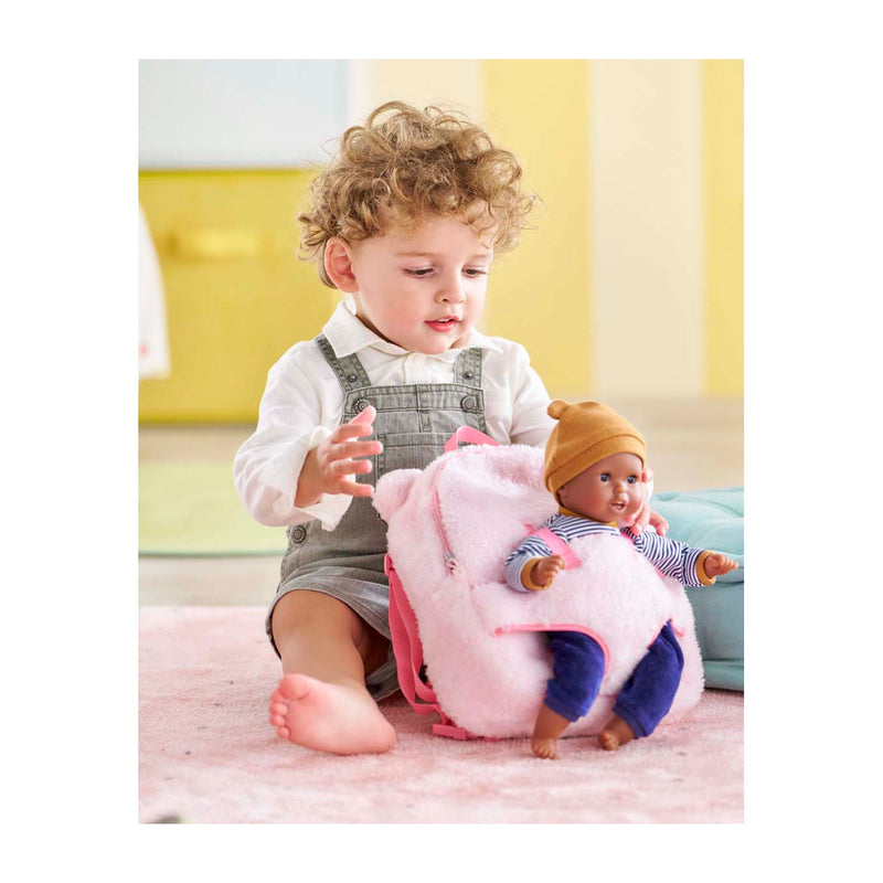 Load image into Gallery viewer, Corolle poppen draagrugzak roze pluche 30cm babypop accessoire.