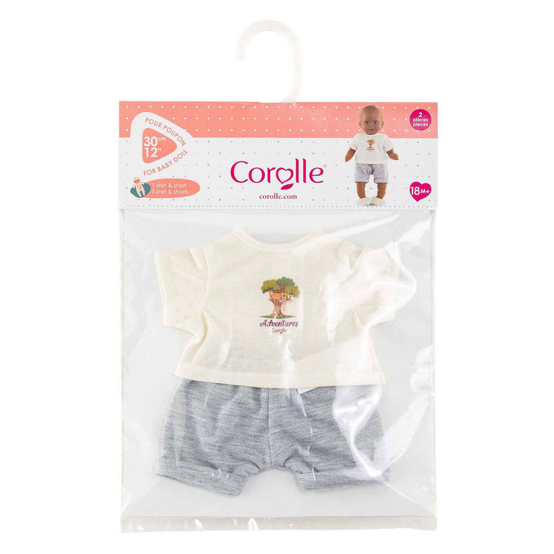 Load image into Gallery viewer, Corolle poppenoutfit t-shirt en korte broek kleine ontdekker 30cm.