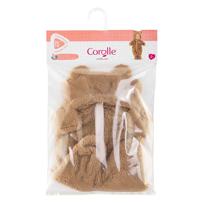 Load image into Gallery viewer, Corolle poppenkostuum bruin berenpakje 36cm zachte onesie.
