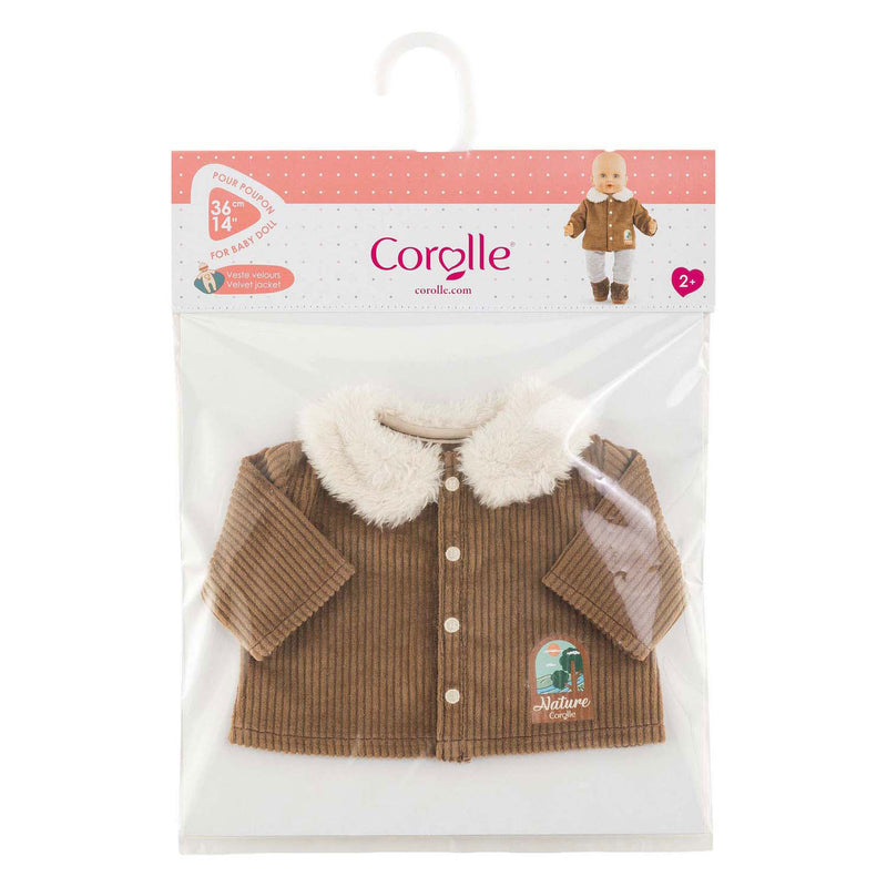 Load image into Gallery viewer, Corolle poppenjasje velours kleine ontdekker 36cm bruin fleece natuurprint.