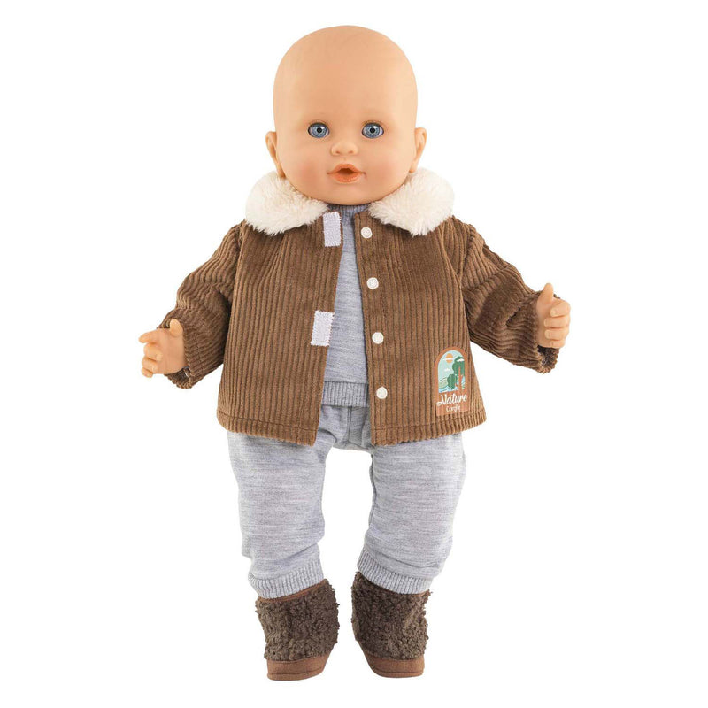 Load image into Gallery viewer, Corolle poppenjasje velours kleine ontdekker 36cm bruin fleece natuurprint.