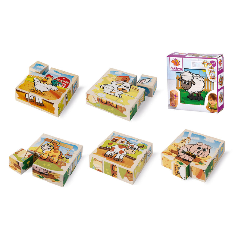 Load image into Gallery viewer, Eichhorn houten blokpuzzel boerderij fsc gecertificeerd speelgoed.