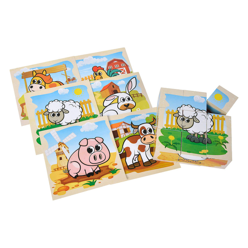 Load image into Gallery viewer, Eichhorn houten blokpuzzel boerderij fsc gecertificeerd speelgoed.
