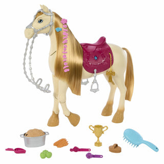Load image into Gallery viewer, Barbie family horse chase paard functies