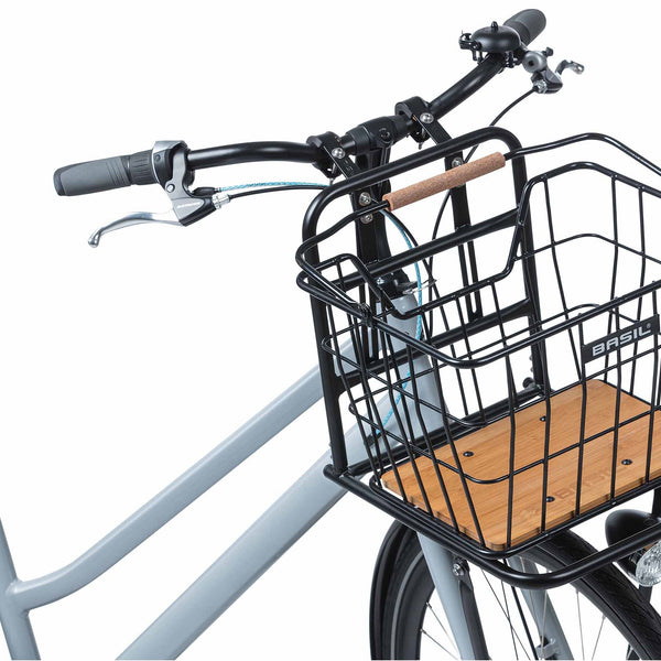 basil nordland - bicycle basket mik - front and/or rear - black/natural brown