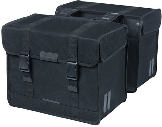 Load image into Gallery viewer, Basil Kavan Eco Classic dubbele fietstas - duurzaam organisch canvas - zwart - 68L