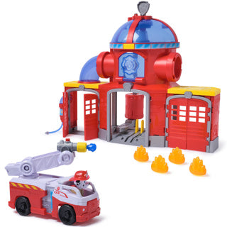 Load image into Gallery viewer, Paw patrol - brandweerkazerne speelset - met marshall-figuur, brandweerwagen, licht, lanceerder en geluidseffecten