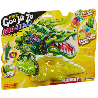 Load image into Gallery viewer, Goo jit zu heroes of primal rock jaw – stretch primal figuur met color change core