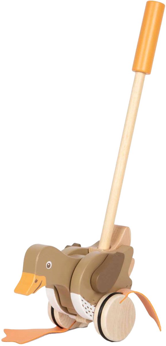 Load image into Gallery viewer, Small foot - houten duwfiguur eend met bewegende kop