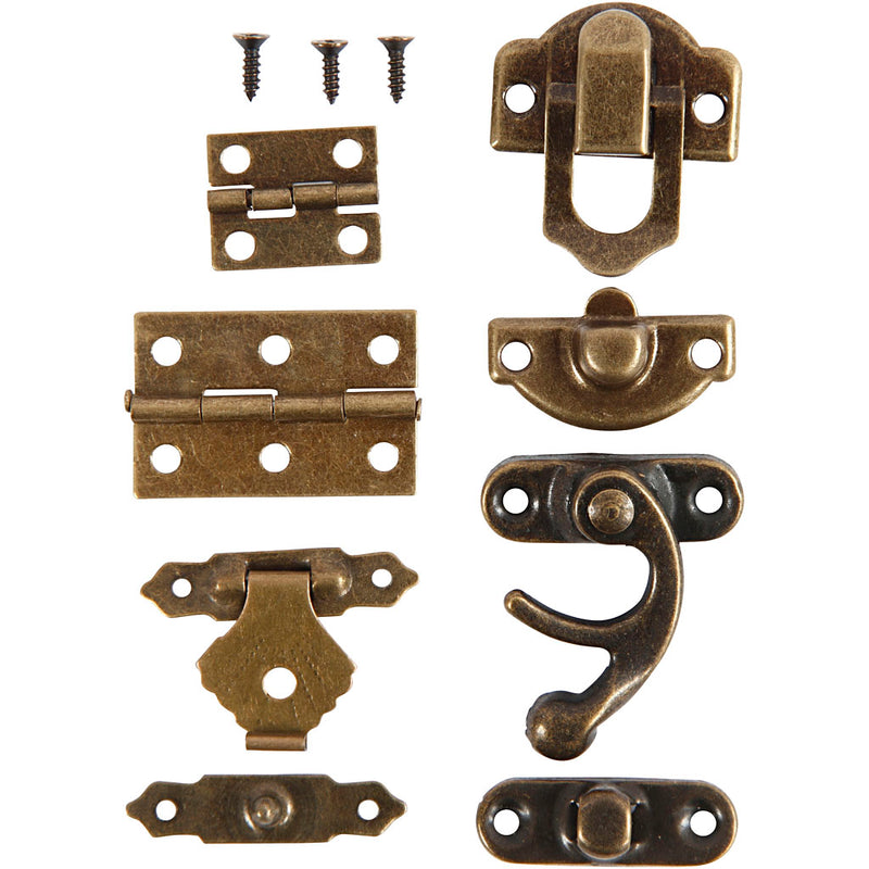 Afbeelding laden in galerijviewer, Https: www.cchobby.nl mini-beslag-afm-16x19-19x29-5-mm-antiek-goud-15-set-1-doos