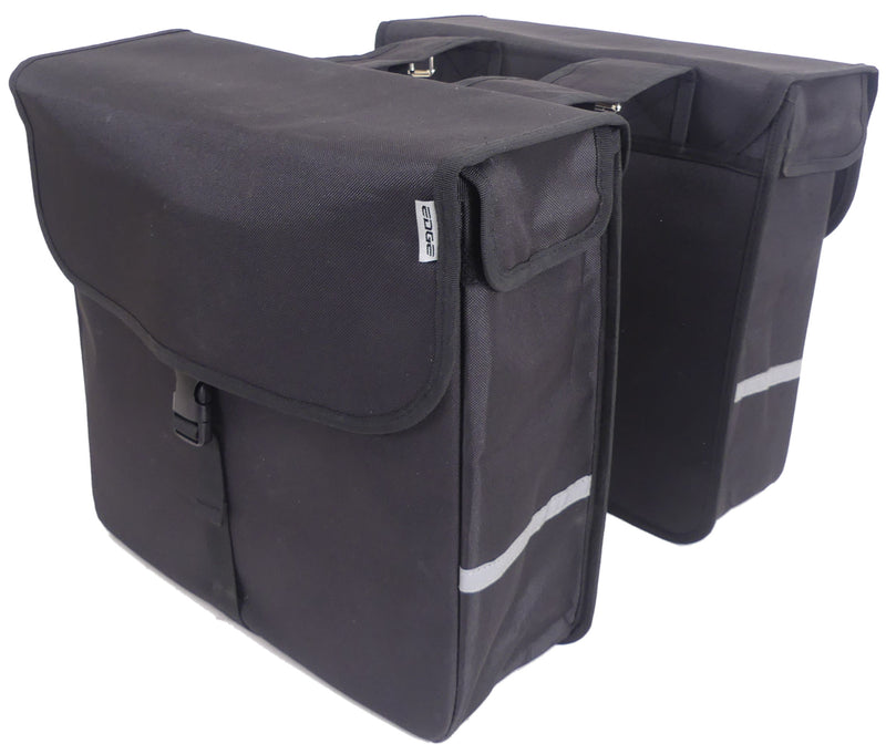 Load image into Gallery viewer, Edge Dubbele fietstas Luxe Shopper 40 liter 38 x 40 x 14cm (2x) zwart