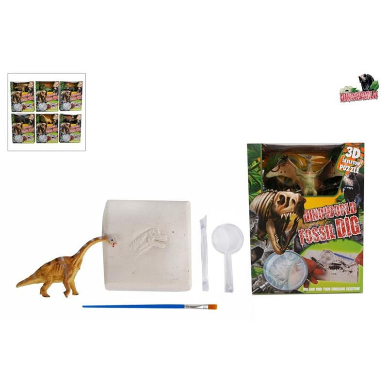 Load image into Gallery viewer, Dinoworld fossiel hakken puzzel met extra dinosaurus figuur