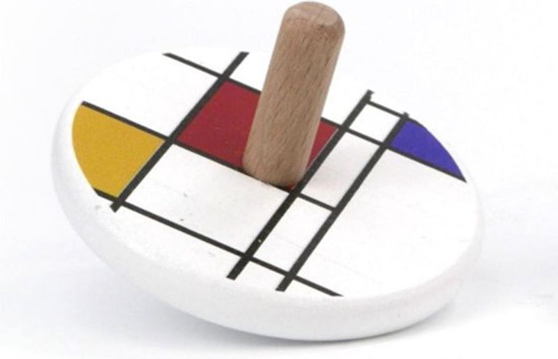Afbeelding laden in galerijviewer, Bajo houten tol mondriaan. 7x7x5,7 cm. 3