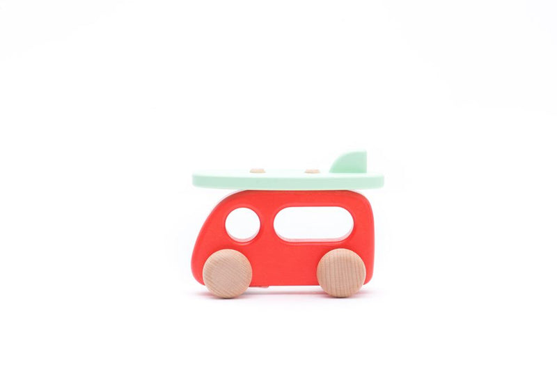 Afbeelding laden in galerijviewer, Bajo houten camper met surfplank. 2+