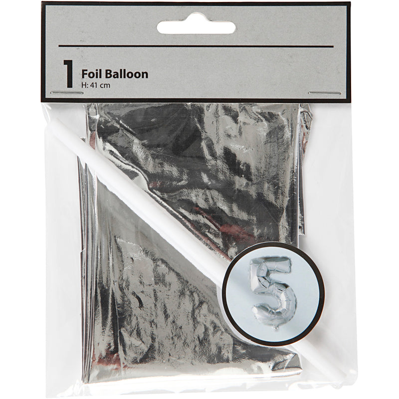 Afbeelding laden in galerijviewer, Https: www.cchobby.nl folieballon-5-h-41-cm-zilver-1-stuk