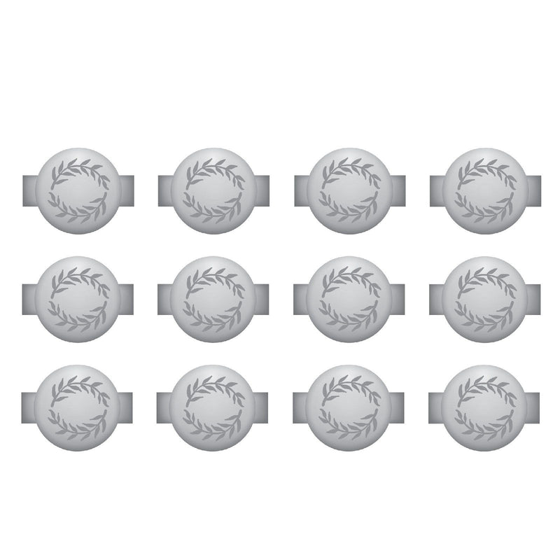 Load image into Gallery viewer, We r makers • charm staples round with leaf emboss silver 12pcs