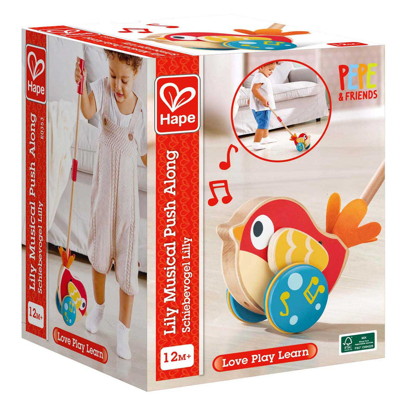 Load image into Gallery viewer, Hape lilly vogel houten duwstok met geluid