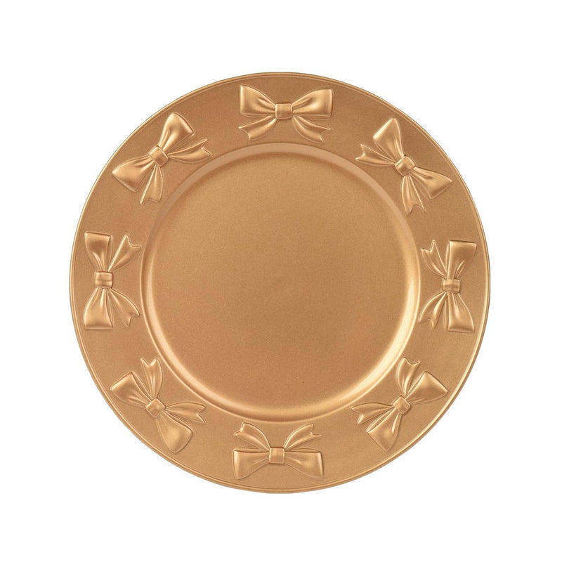 Load image into Gallery viewer, Decoris onderbord met strikjes dessin ã˜33cm kunststof goud